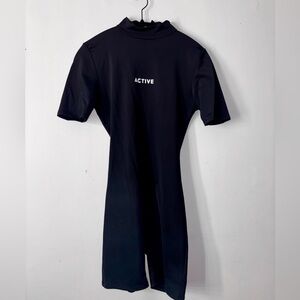 Black Active Short Sleeve Jumpsuit